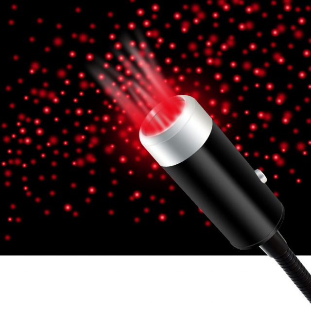 USB-Lampe som gir stjerneatmosfære i bilen, Rødt lys