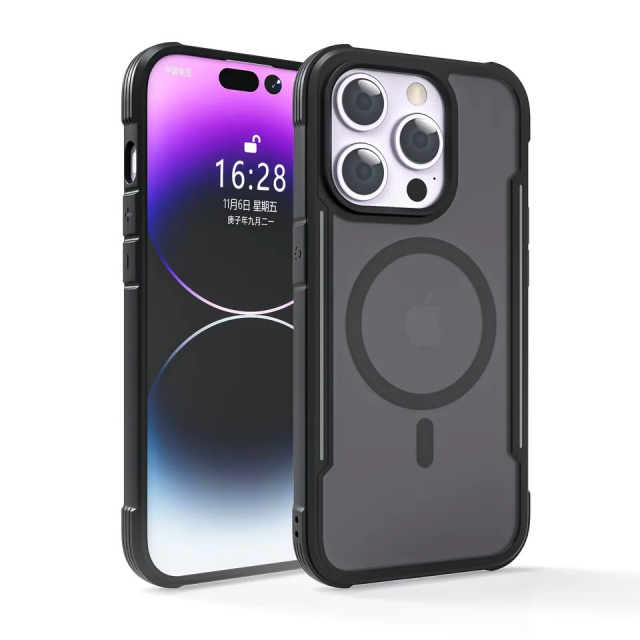 Etui kompatibelt med MagSafe for iPhone 15 Pro, svart