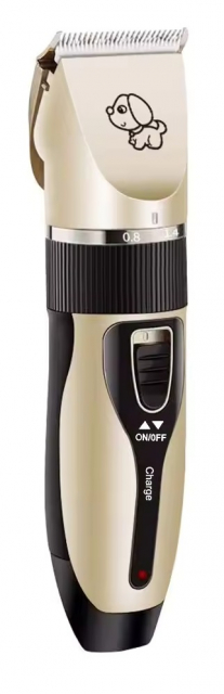 Komplett sett med oppladbar trimmer for dyrehår, gull/sort