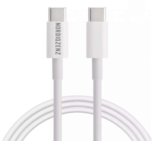 NORDIQZENZ 60 W USB-kabel Type-C til USB-C, 1,8 m, hvit