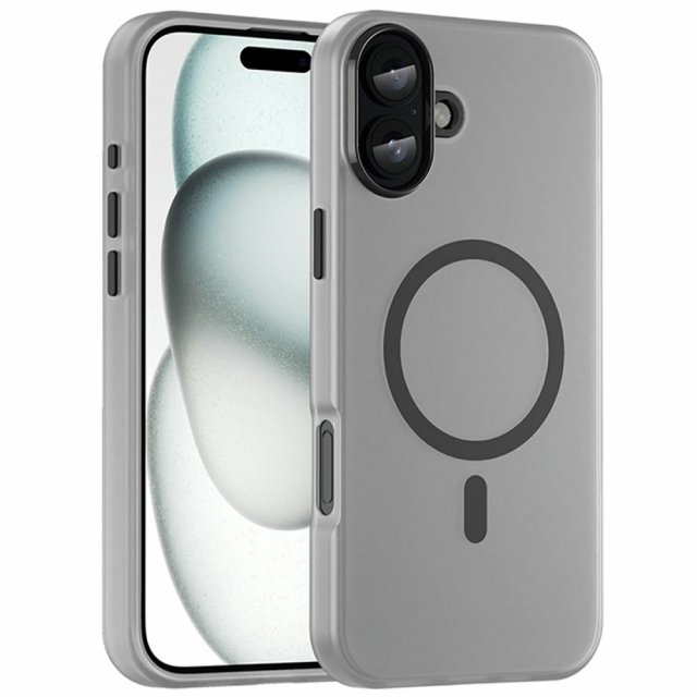 Halvtransparent etui med MagSafe for iPhone 16 Plus, svart