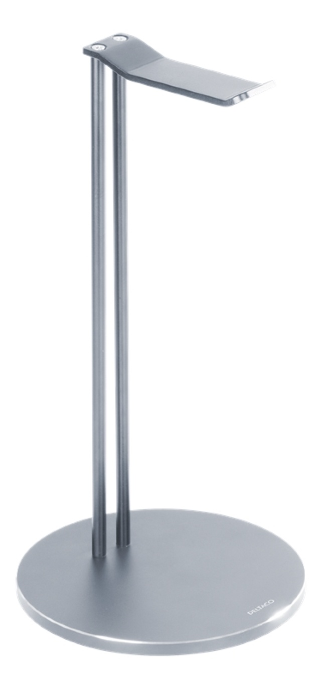 DELTACO Universelt hodetelefonstativ, aluminium, antiskli, sølv