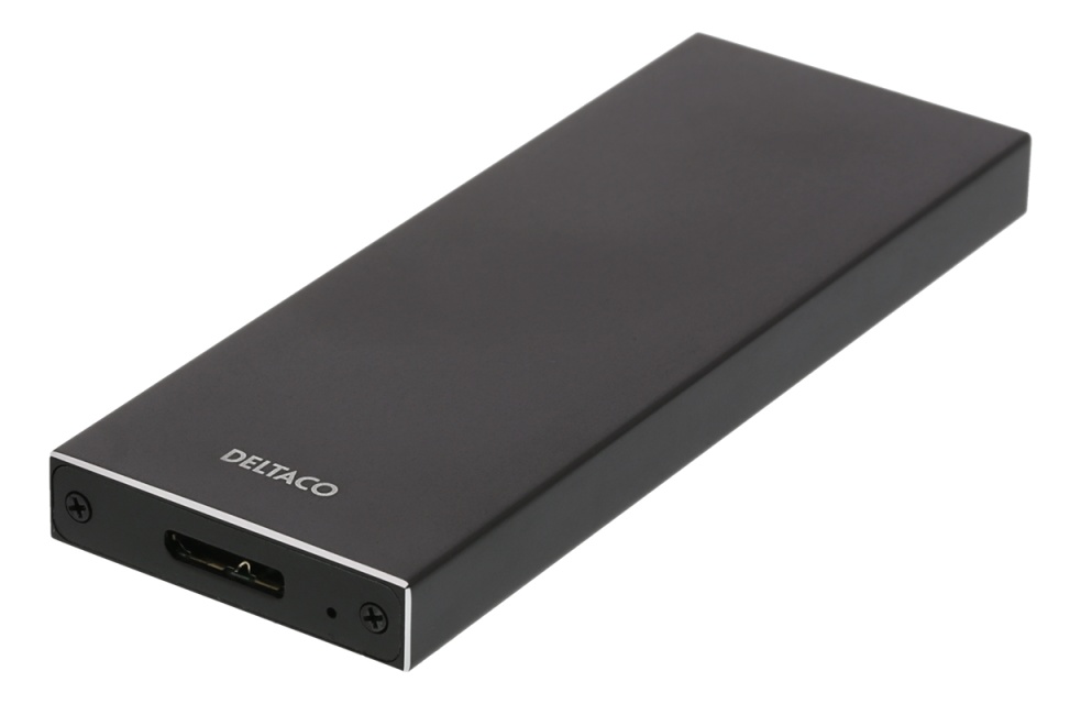 DELTACO Eksternt M.2-kabinett, USB 3.0, 5 Gbps, svart