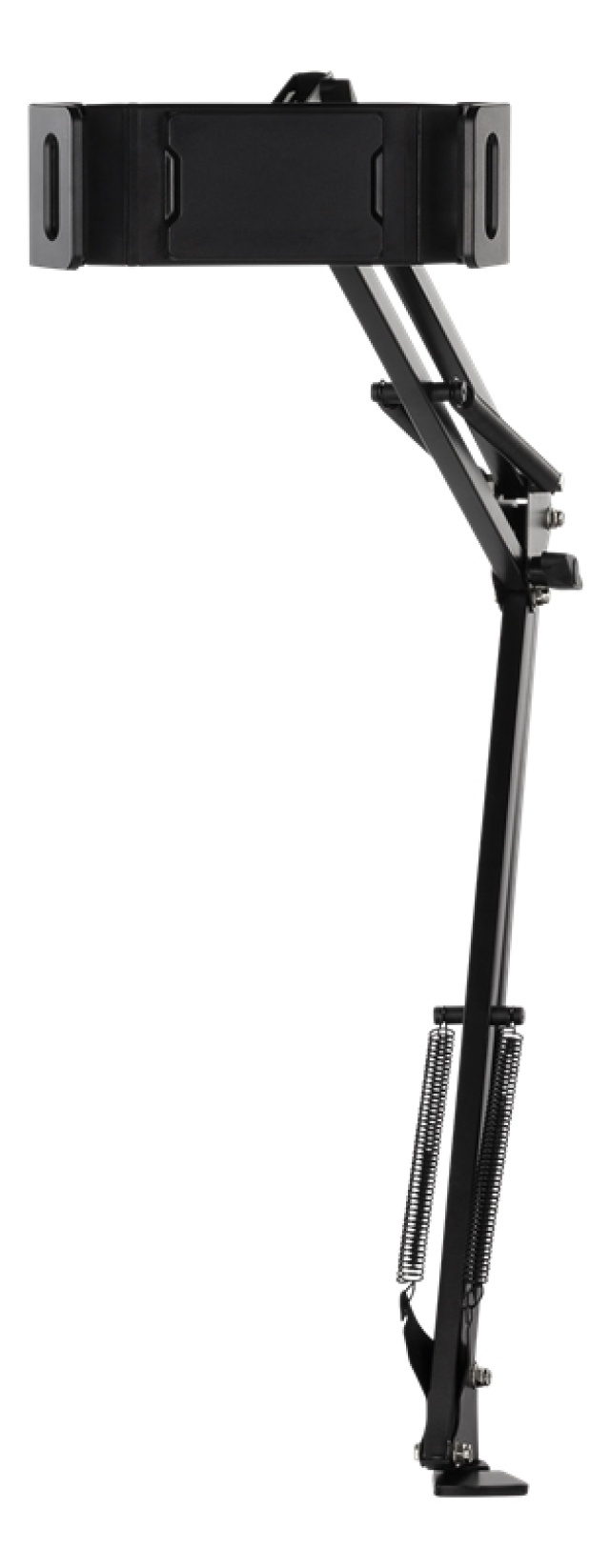DELTACO Stativ for smarttelefoner og nettbrett 4"-12,9", c-klemme, 360° rotasjon
