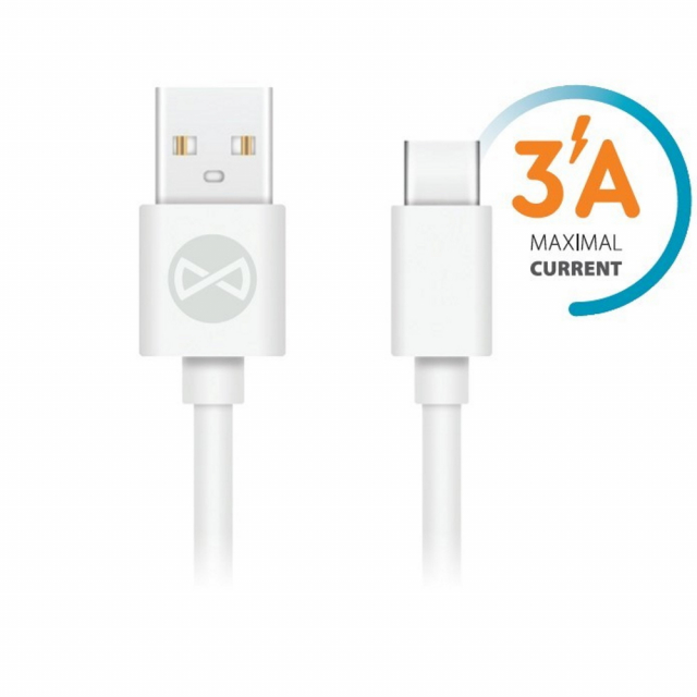Forever-kabel USB - USB-C 1,0 m 3A, hvit