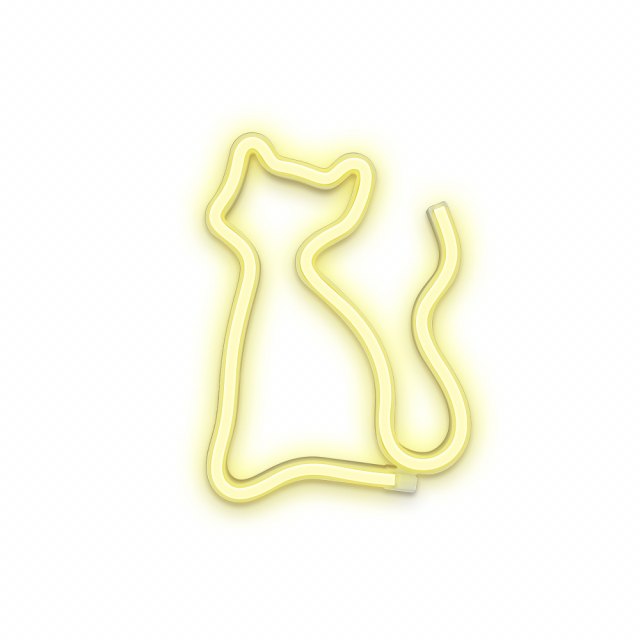 Forever Light Neon LED-lys Katt, batteri + USB FLNEO3, varm hvit
