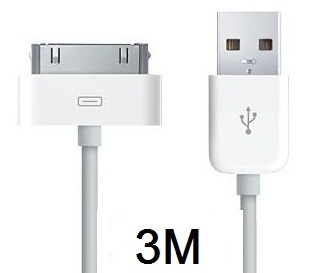 USB-kabel for iPad 3 meter (hvit)