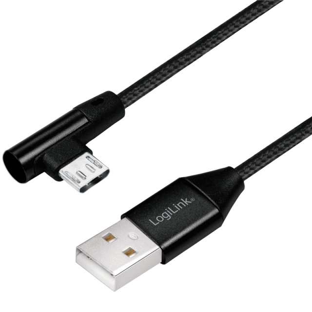 LogiLink Vinklet microUSB-kabel USB 2.0 15W 1m