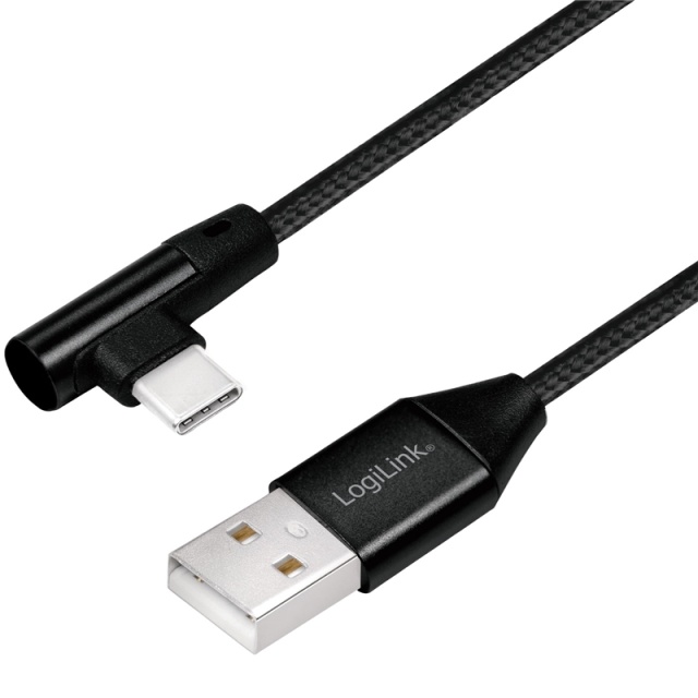 LogiLink Vinklet USB-C-kabel USB 2.0 Max 3A 1m
