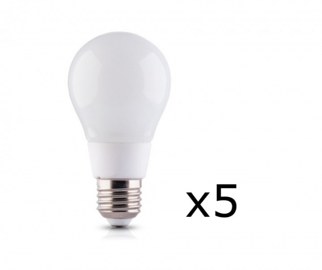LED-lampe E27 8W 230V 6000K 5-pakning, Kjølig hvit