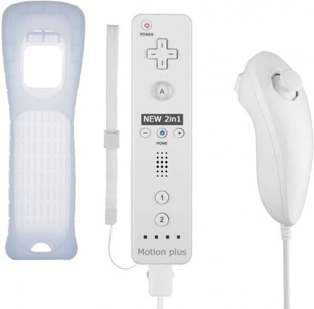 Remote Plus + Nunchuck kompatibel med Wii Wii U, Hvit