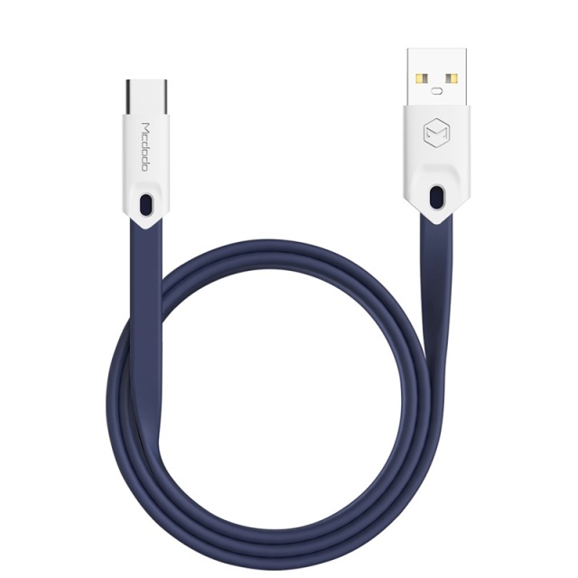 Mcdodo flat ladekabel USB-C 2,4A 1 m, blå