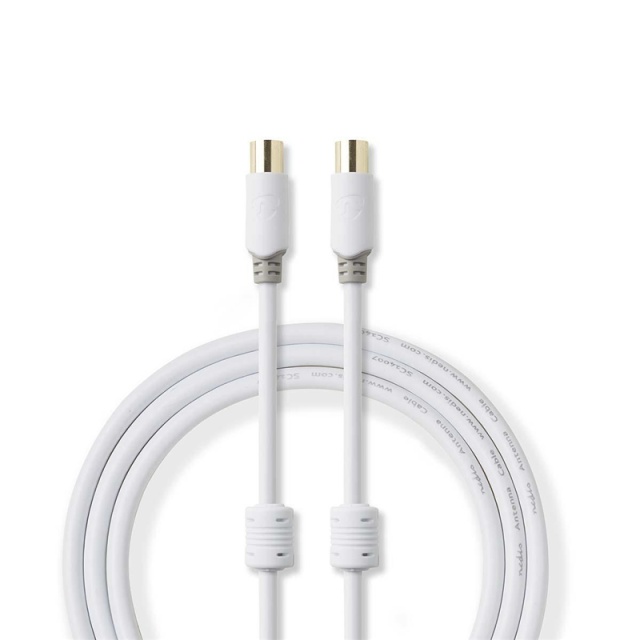 Nedis Coax Cable | IEC (Coax) Han | IEC (Coax) Hun | Gull belagt | 100 dB | 75 Ohm | Dobbelt skjermet | 5.00 m | Rund | PVC | Hvit | Boks