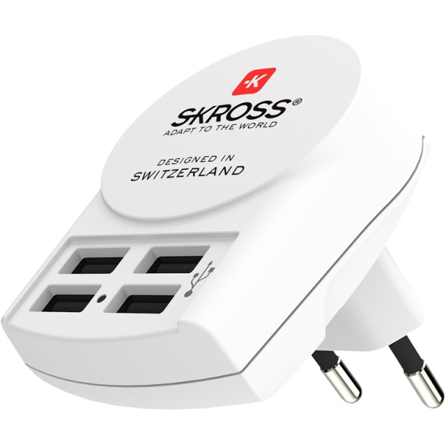 SKROSS uSB-lader EU med 4 porter