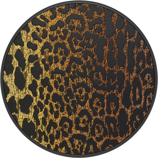 PopSockets Embossed Metal Leopard Avtagbart Grip med stativfunksjon LUXE