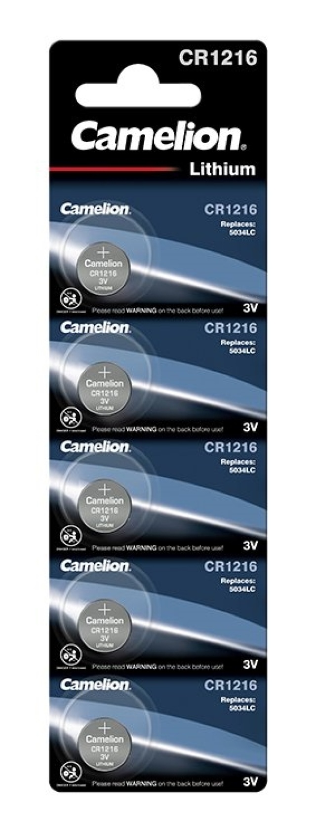 Camelion CR1216/3V, knappcellebatteri, litium, 5-pk