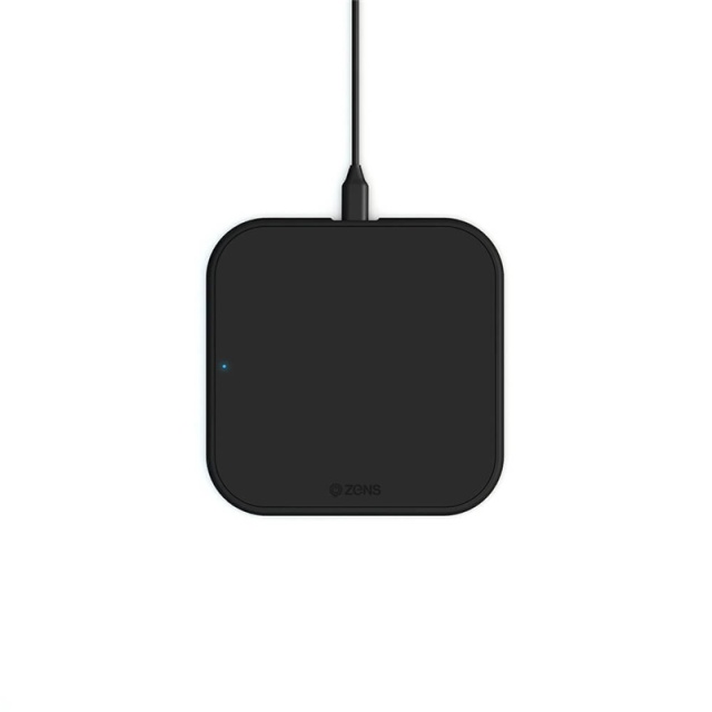 Zens Essential Single Lader QI 10W Svart 5mm Slim (Apple + Samsung QC)