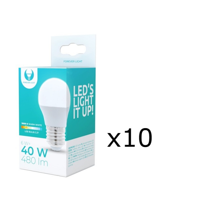 LED-lampe E27, 6W, 230V, 3000K 10-pk, varmhvit