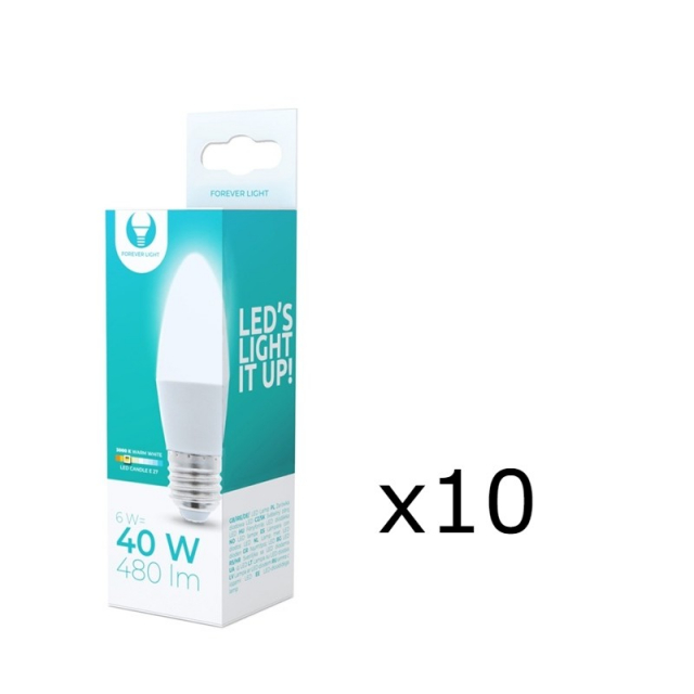 LED-lampe E27, 6W, 3000K 10-pakning, varmhvit