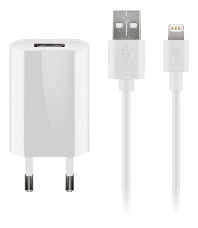 Goobay Apple Lightning-lader sett 1 A, hvit, 1 m,