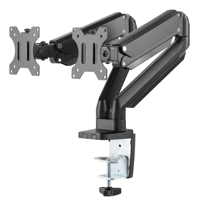 DELTACO Kontor, dobbelt skrivebord, gassfjær,17"-32",1,5-8kg,75x75-100x100