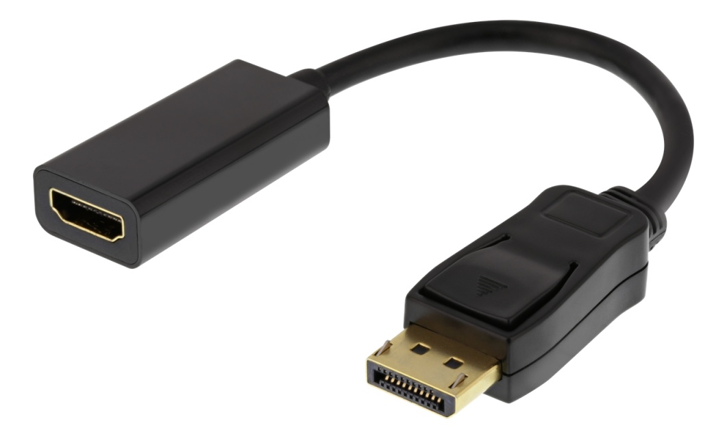 DELTACO DisplayPort til HDMI-adapter, 4K 60 Hz, 0,2 m, svart