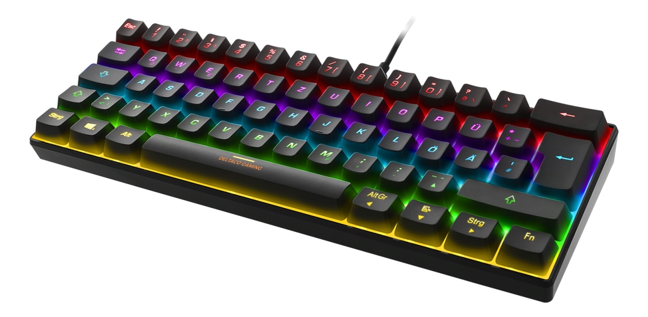 DELTACO GAMING mekanisk tastatur med 60% layout, RGB, røde brytere