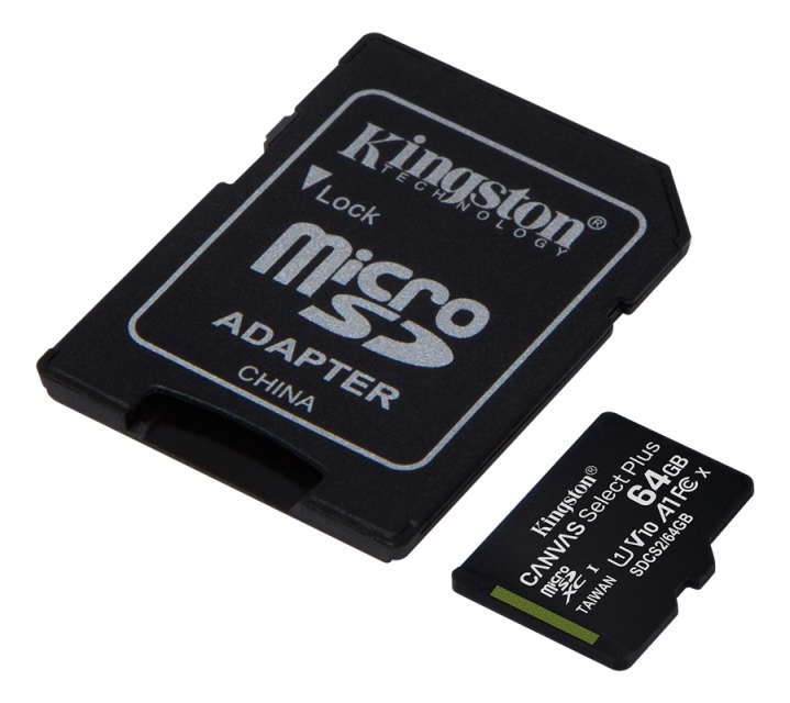 Kingston 64 GB micSDXC Canvas Select Plus 100R A1 C10-kort + ADP