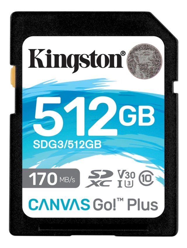 Kingston 512 GB SDXC Canvas Go Plus 170R C10 UHS-I U3 V30