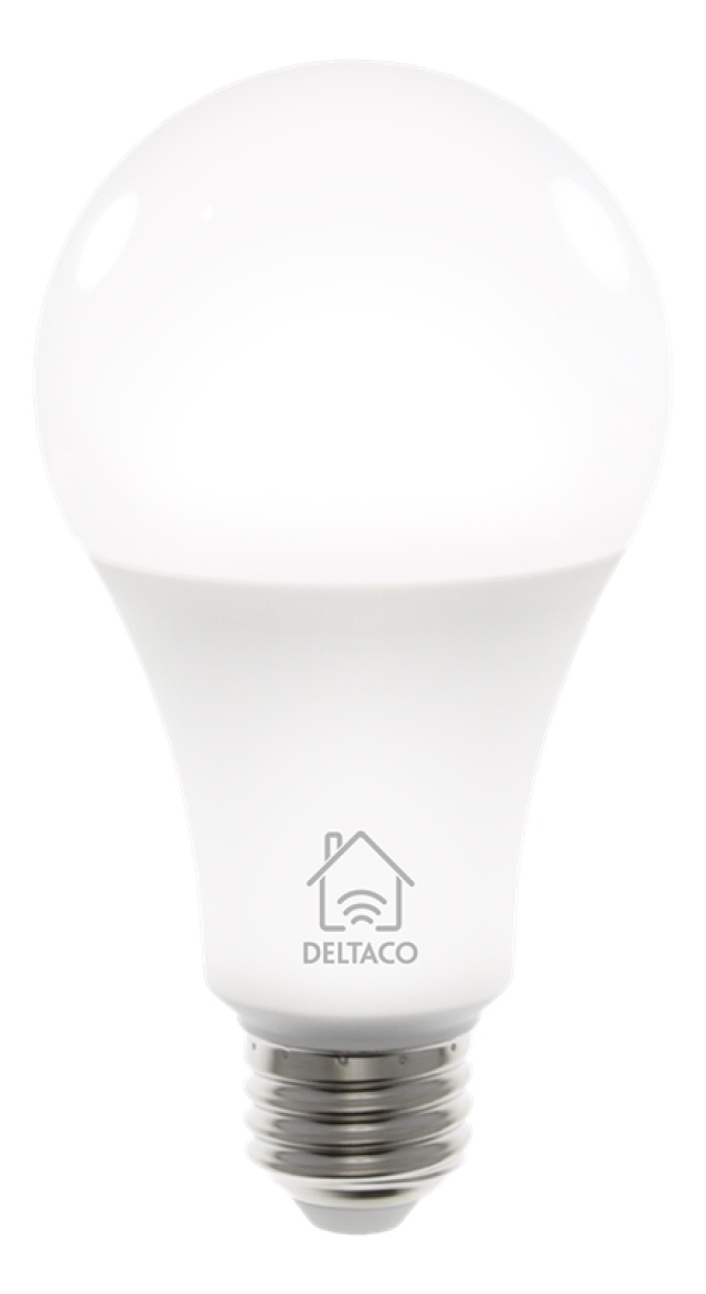 DELTACO SMART HOME LED-lampe, E27, WiFI, 9W, 2700K-6500K, dimbar, hvit