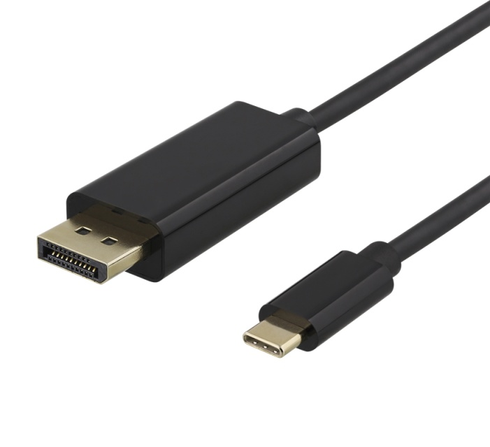 DELTACO USB-C til DisplayPort-kabel, 2 m, 4K@60 Hz, svart