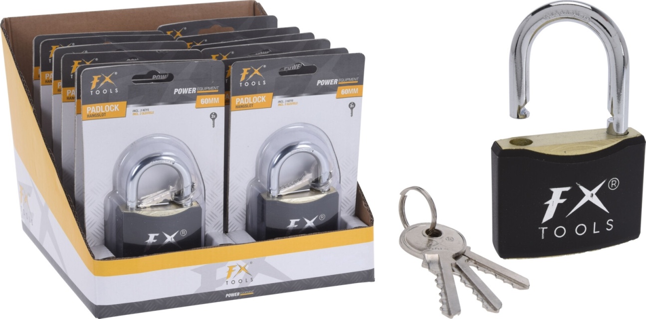 FX Tools, Hengelås med 3 x nøkler, 60 mm