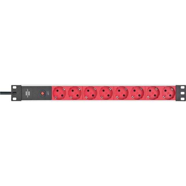 brennenstuhl Alu-Line 8-veis 19" Stikkontakt for bryterbokser PG Plugg 2,00 m Sort/Rød C14