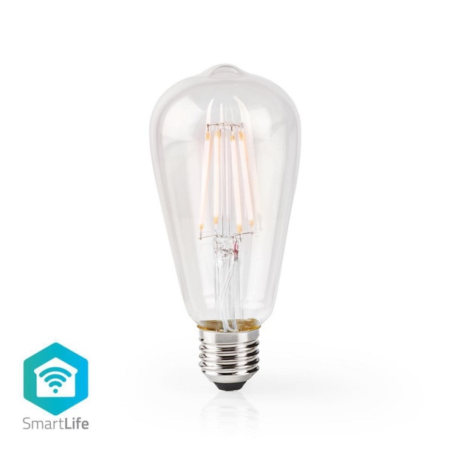 Nedis SmartLife LED Lyspære | E27 | 500 lm | 5 W | Varm Hvit | 2700 K | Glass | Android™ / IOS | ST64 | 1 stk
