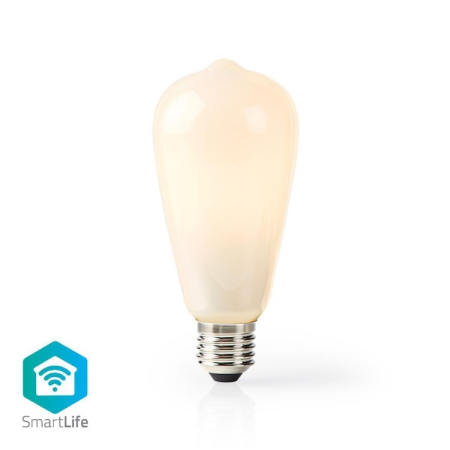 Nedis SmartLife LED Lyspære | E27 | 500 lm | 5 W | Varm Hvit | 2700 K | Glass | Android™ / IOS | ST64 | 1 stk