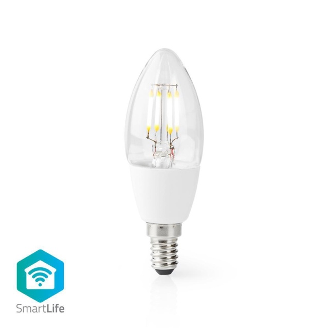 Nedis SmartLife LED Lyspære | E14 | 400 lm | 5 W | Varm Hvit | 2700 K | Glass | Android™ / IOS | Lyshvit | 1 stk