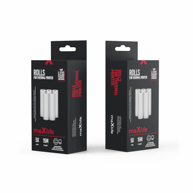 Maxlife Papirruller for termoprinter, 5 stk x 3 m