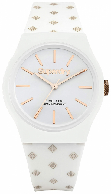 Superdry SDSYG166WRG - 38 mm klokke med 5 bar vanntetthet, Hvit/Gull