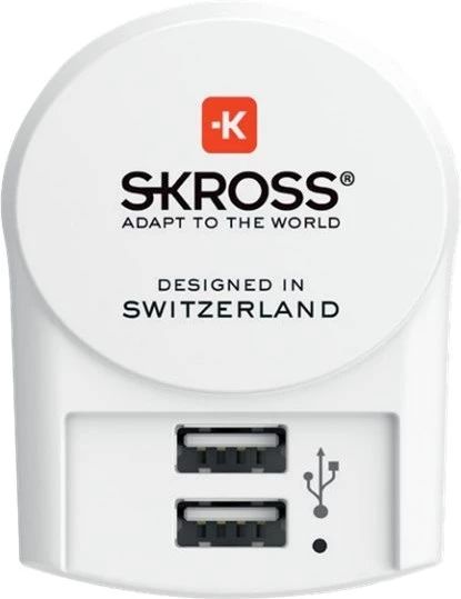 SKROSS Reiseadapter Europa til 2x USB-A