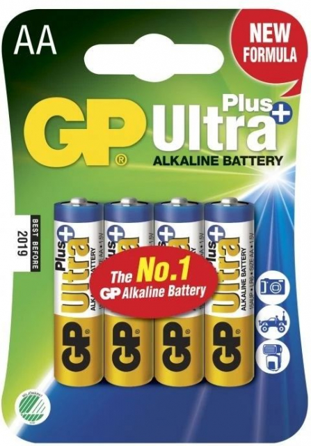 GP Ultra Plus Alkaline AA-batteri, 15AUP/LR6, 4-pk