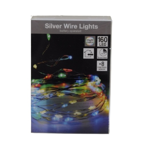 Silver Wire 160 LED-sløyfe, RGB, 8 m