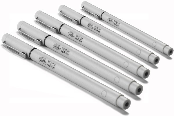 Winsor Graphic Marker Fineliner Black 5 stk, blandede størrelser