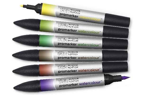 Winsor WaterColour Marker 6-pakning, sett med løvfargetoner