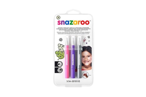 Snazaroo Pensler til ansiktsmaling 3 stk, rosa/lilla/sølv