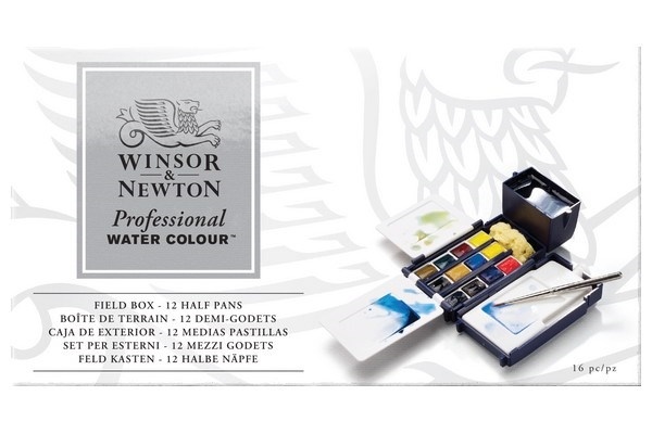 Profesjonell akvarellboks med 12 x 1,5 panner