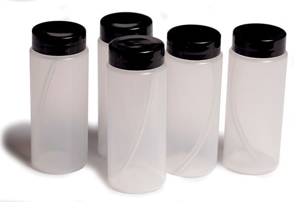 Plastflasker med flatt lokk 80cc 5stk #31