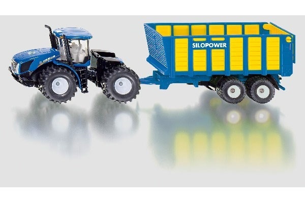 Traktor med silovogn, blå