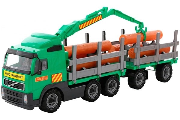 Volvo lastebil med tømmer, kran og tilhenger 775x190x255mm