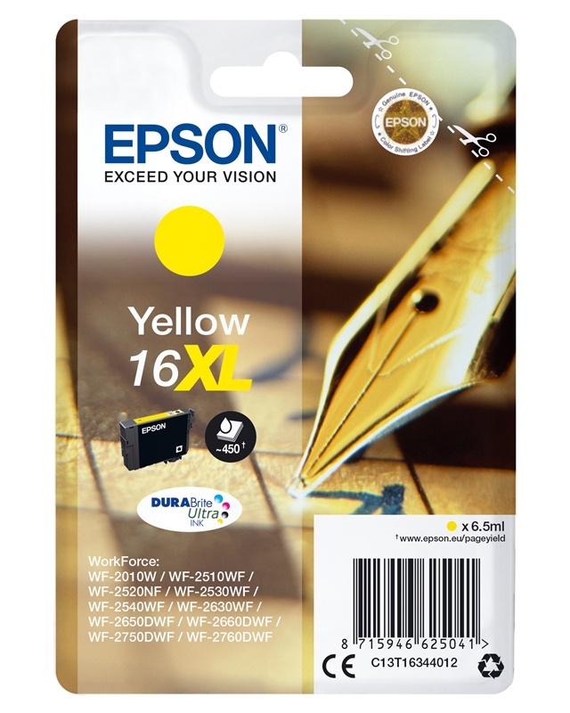 Epson Penn og kryssord Enpack gul 16XL DURABrite Ultra blekk