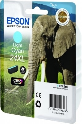 Epson Elephant Singlepack Light Cyan 24XL Claria Photo HD-blekk